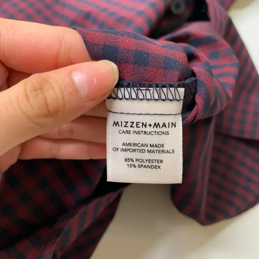 Mizzen+Main Shirt Mens Large Brick Storm Standard Fit Marshall Gingham Button Up